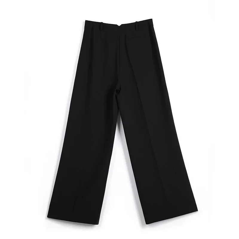 G719  black Office Wide Leg Loose Elegant Casual Pants factory for women