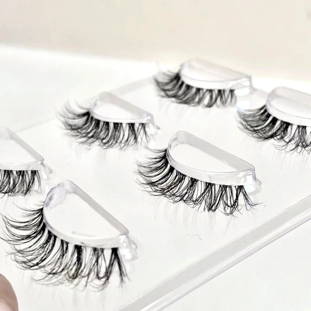 AMSDCN 3D Mink Eyelashes Invisible Band Natural3Pairs5d Mink Lashes Black Mink False Eyelash Full Strip cilios posticos Reusable