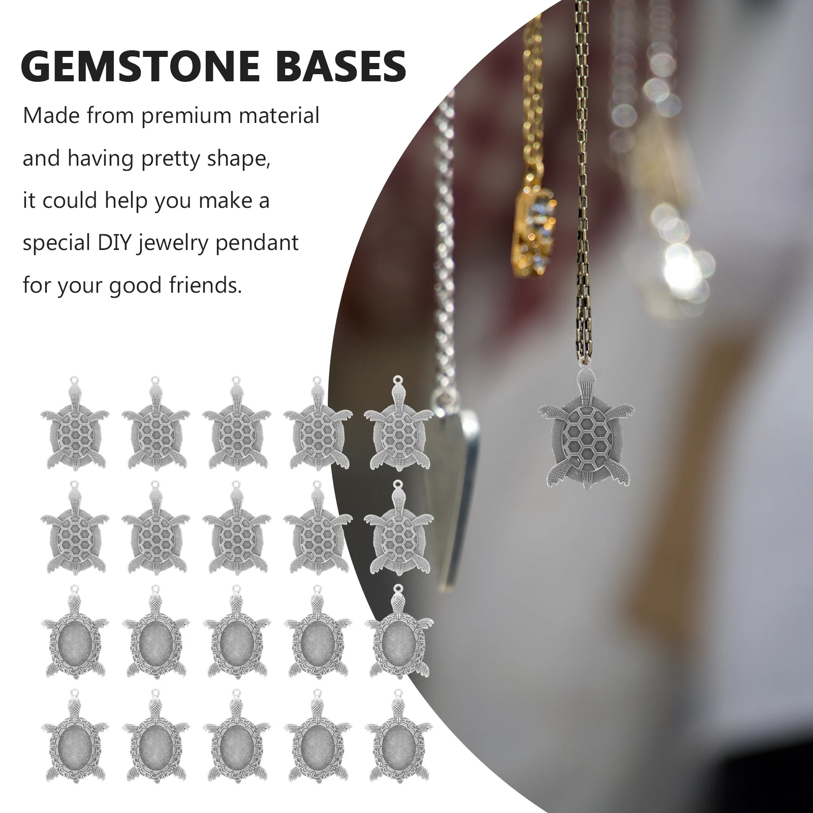 

20pcs Gemstone Base Rustproof Zinc Alloy Bezel Pendants Vintage Jewelry Making Supplies DIY blanks Necklace Bracelet Earrings