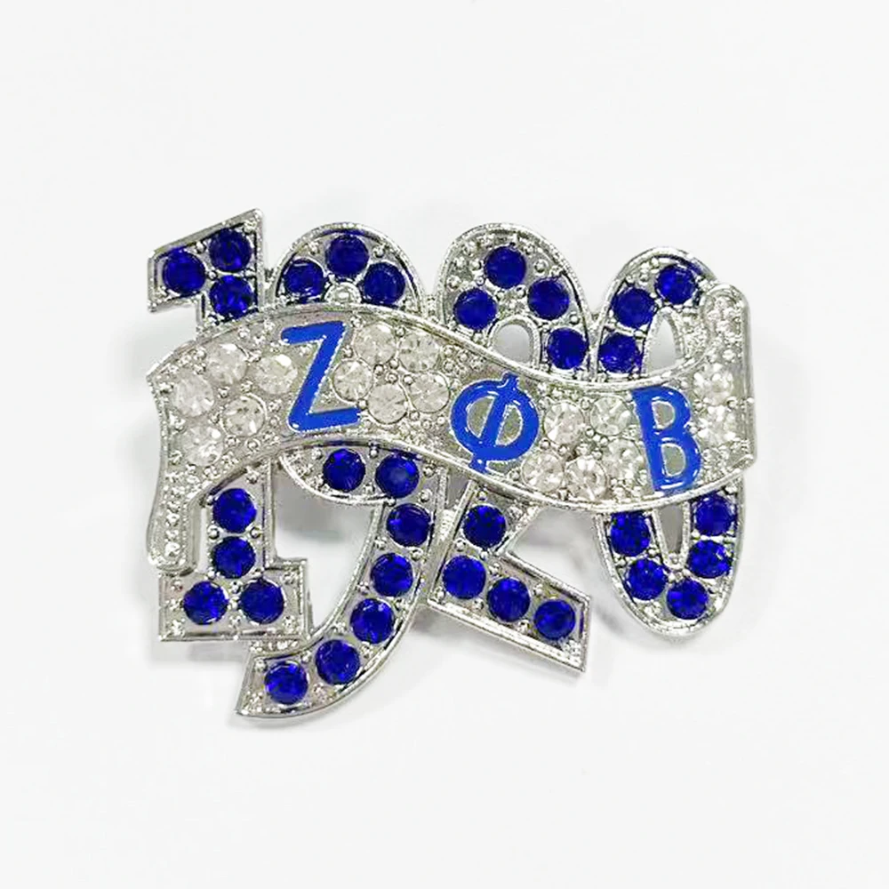 Zeta Phi Beta Blue Enamel Greek Letter Sorority Rhinestone 1920 Brooch Pin ZPB Member Party Gift