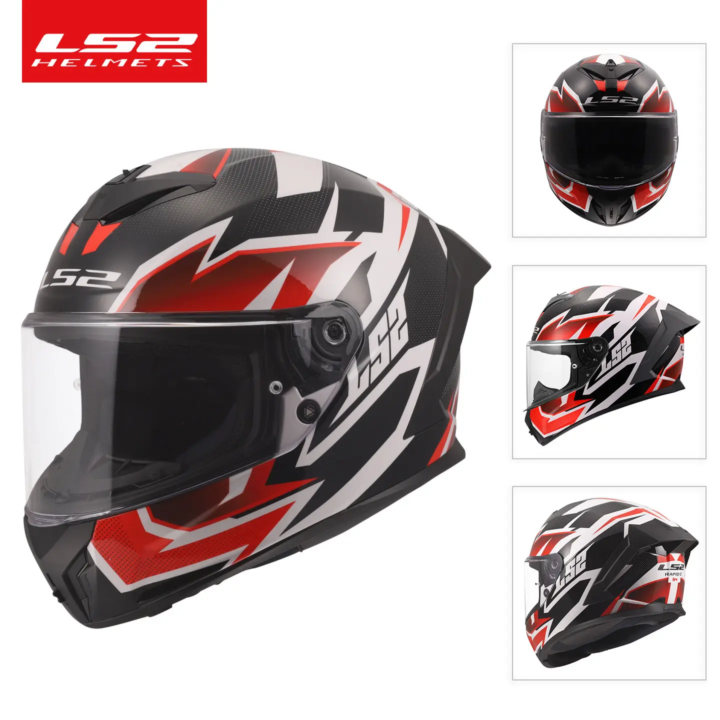 LS2 FF820 Full Face Motorcycle Helmet Large Rear Spoiler Anti-fog Racing Helmet Unisex All Season  Helmet Motorcycle