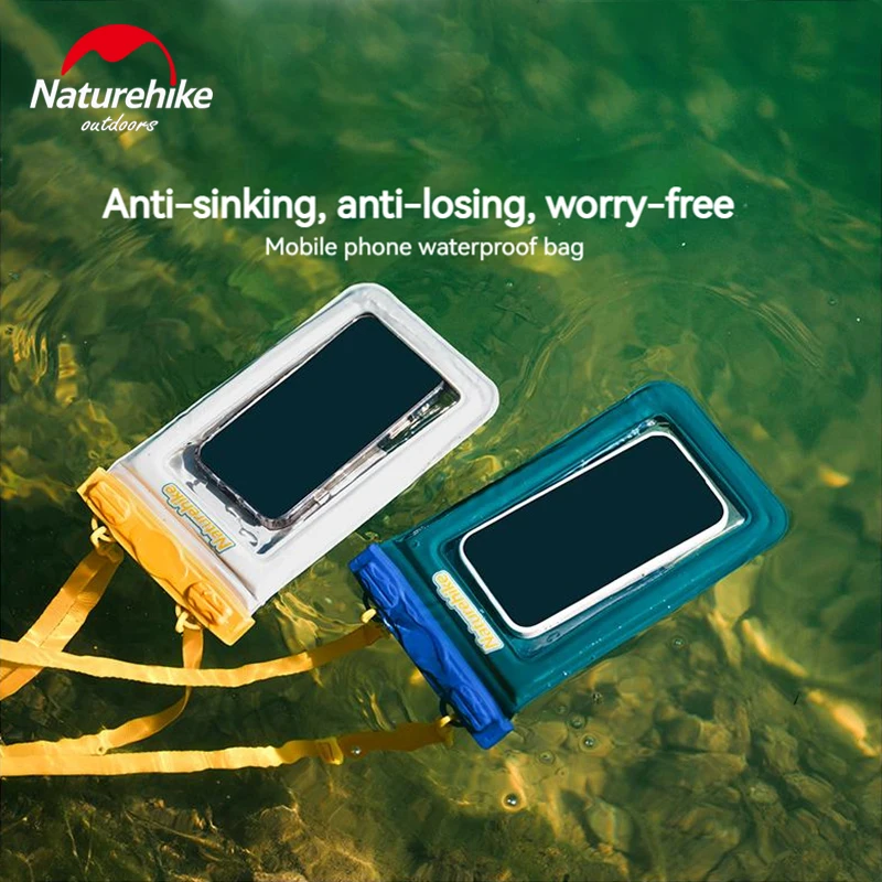 Naturehike ว่ายน้ําโทรศัพท์กระเป๋ากันน้ํา PVC ปิดผนึกกระเป๋ากันน้ําหน้าจอสัมผัสแขวนคอชายหาดตกปลามินิกระเป๋ากันน้ํา