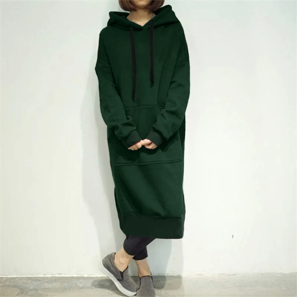 2024 Fashion Loose Sports Clothes Lady Casual Sweatshirt Dresses Long Female Spring Women\'s Winter Dress Warm Oversize Hoodies