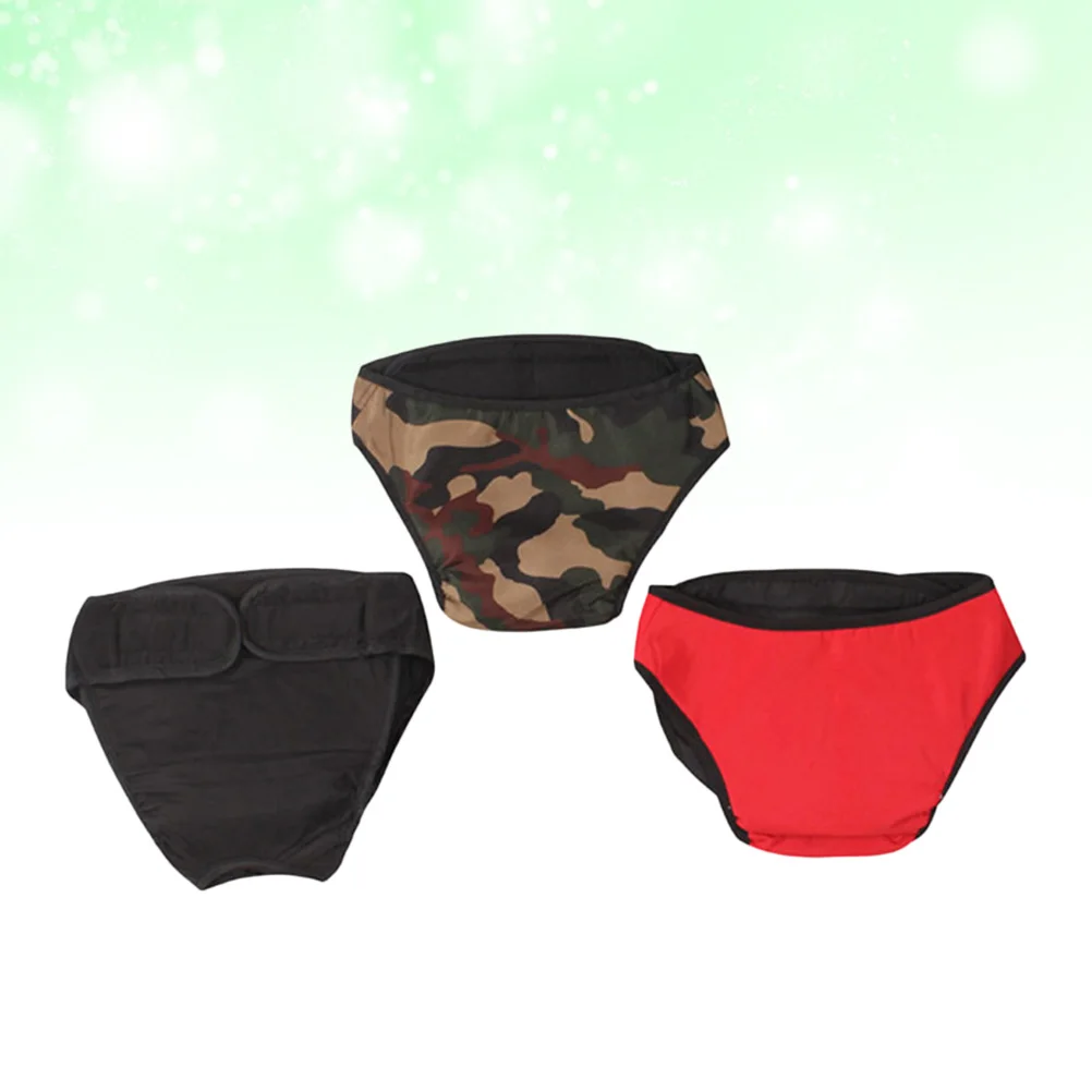 

3Pcs Pet Physiological Pants Cotton Dog Reusable Durable Sanitary Diapers Puppy Physical Pants Black Red Camouflage Size M