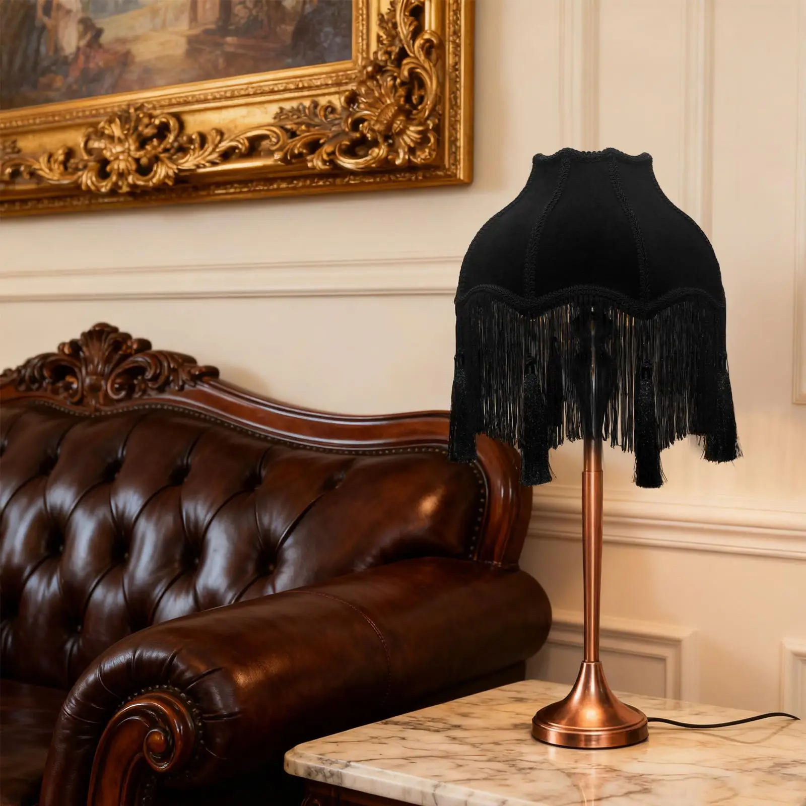 

Victorian Velvet Lampshade with Fringe Decorative Lamp Cover for Modern Living Room Table Lamp E27 Base