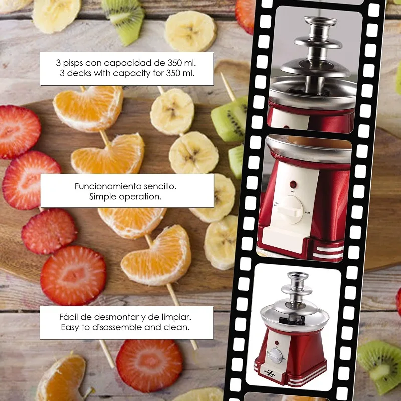 Swiss Home Small Chocolate Fountain Machine Party Supplies Household Stainless Steel Birthday Party