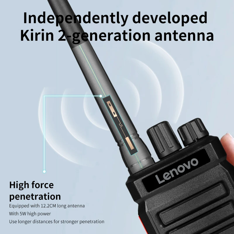 Lenovo Smallest Professional IP54 Portable Two-Way Analog Walkie Talkie for Transceiver VHF/UHF 5W 3-15KM Noise Cancelling