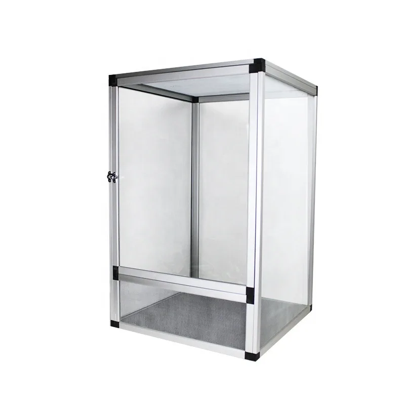 

HY-06 60*60*120cm Aluminum Pet Cage Solid Pattern PVC Metal Mesh Screen Feeding Cage for Reptiles