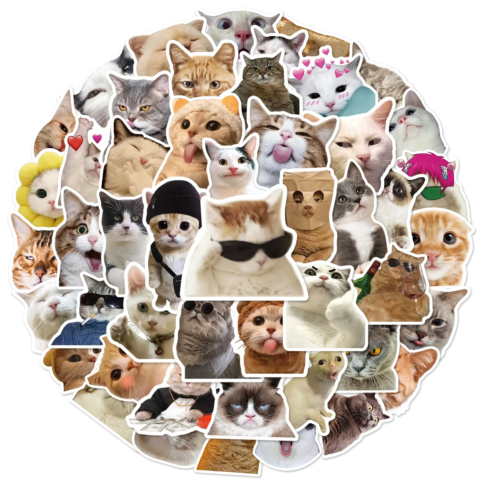 10/30/50pcs Cool Funny Cat Graffiti Sticker Laptop Phone Case Flat Guitar Water Cup Waterproof Diy Kids Toys Decal Decor Sticker