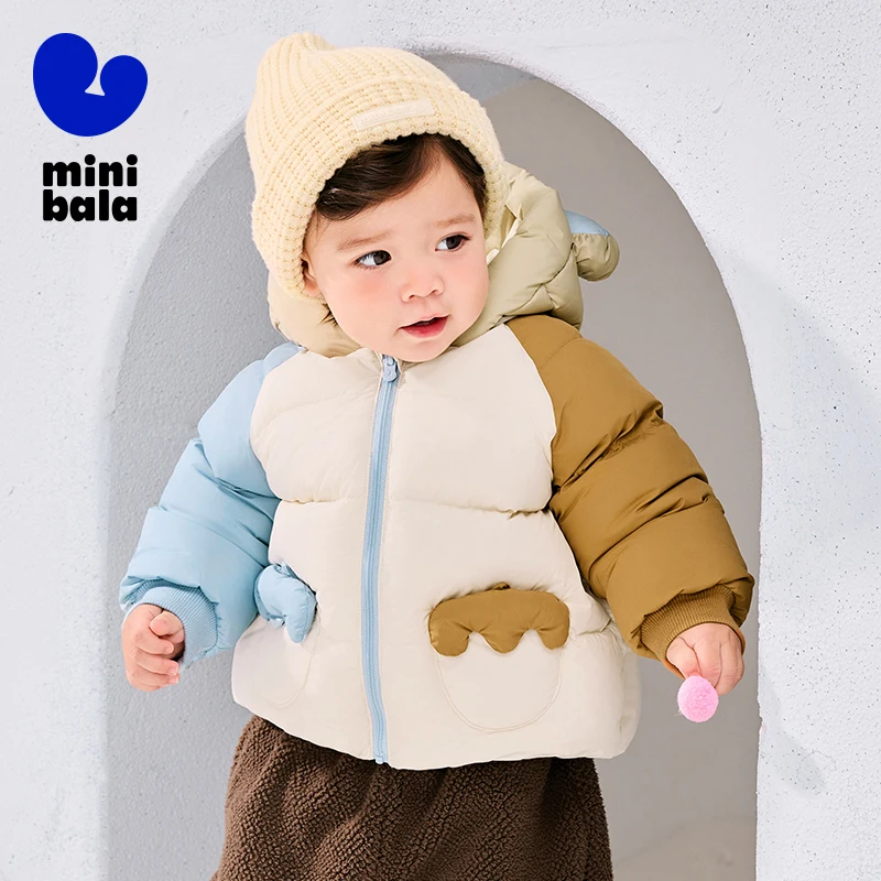 Mini Bala Down Outerwear for Boys and Girls 2024 New Winter Styles with Hooded, Thickened, Fashionable Design for Babies