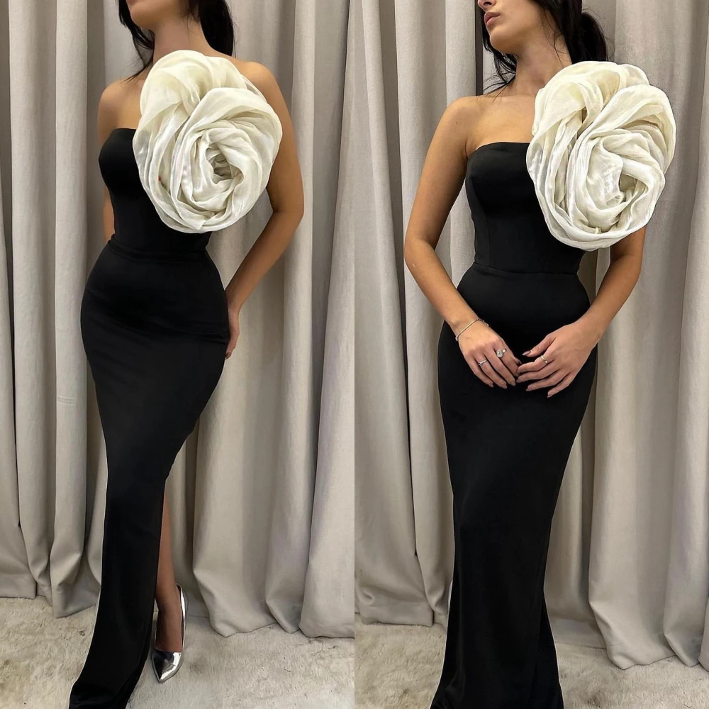 

Jersey Flower Wedding Party Mermaid Strapless Bespoke Occasion Gown Long Dresses