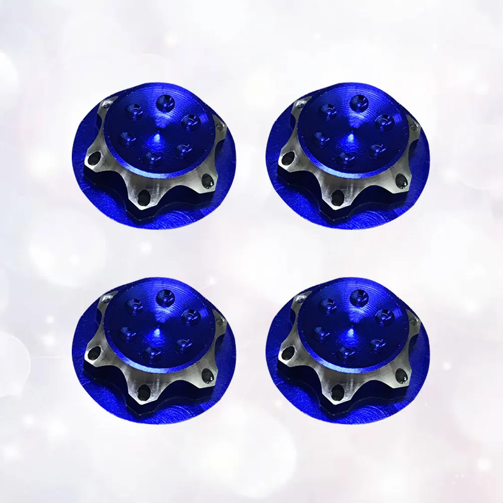 4Pcs Aluminium Alloy Wheel Hub Cover 17mm Lock Nut Thread Non-slip Nut for 1/8 RC Car Truck CNC Machining (Blue)