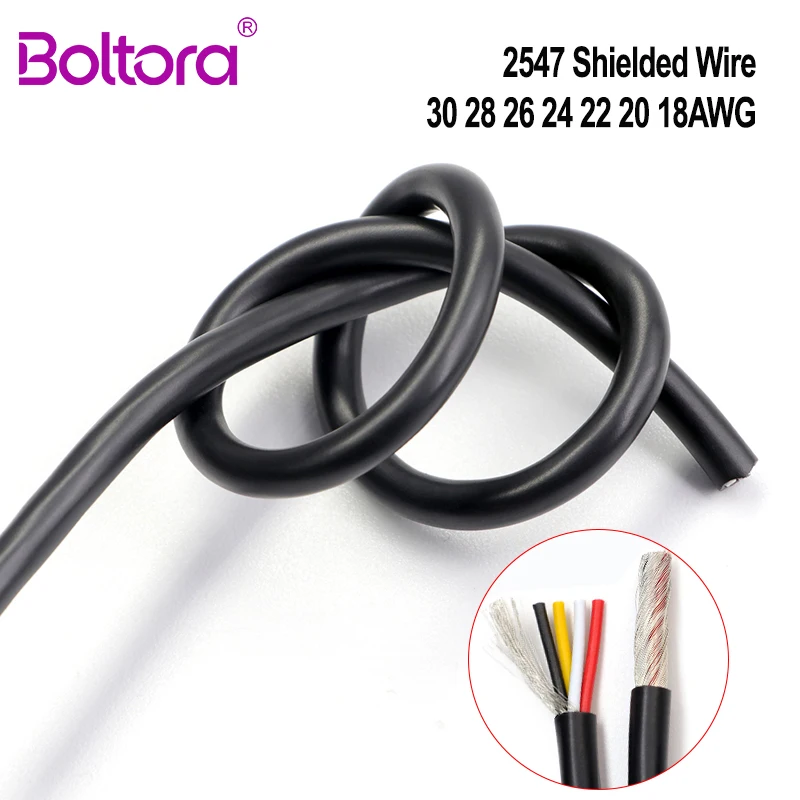 5/10M 2547 Shielded Wire 30 28 26 24 22 20 18AWG Channel Audio Signal Copper Shielding Cable Multi Cores Headphone Copper Wires