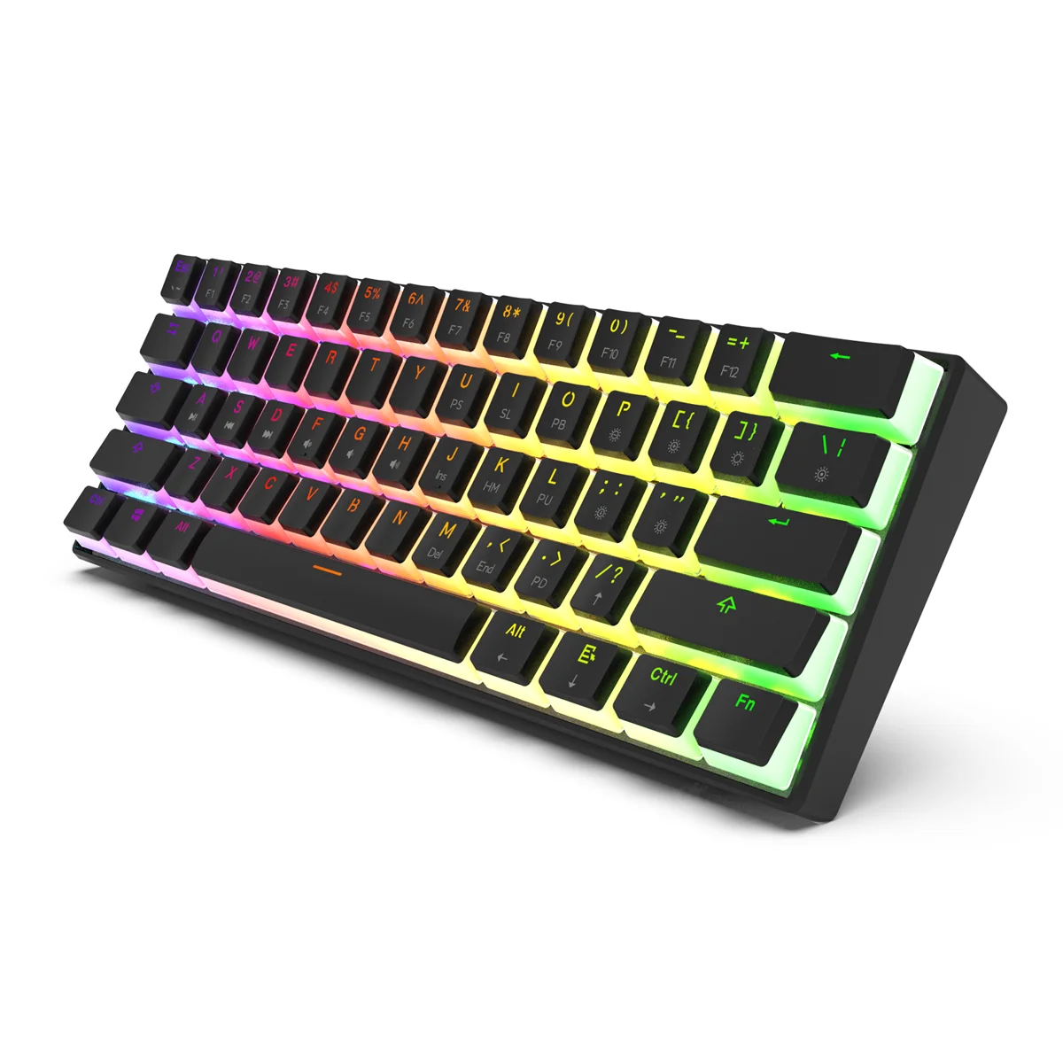 Imagem -02 - Teclado Mecânico com Fio Gateron Optical Switch Pudim Keycaps Rgb 61 Teclas Teclado para Jogos Hot Swappable Gamakay-mk61