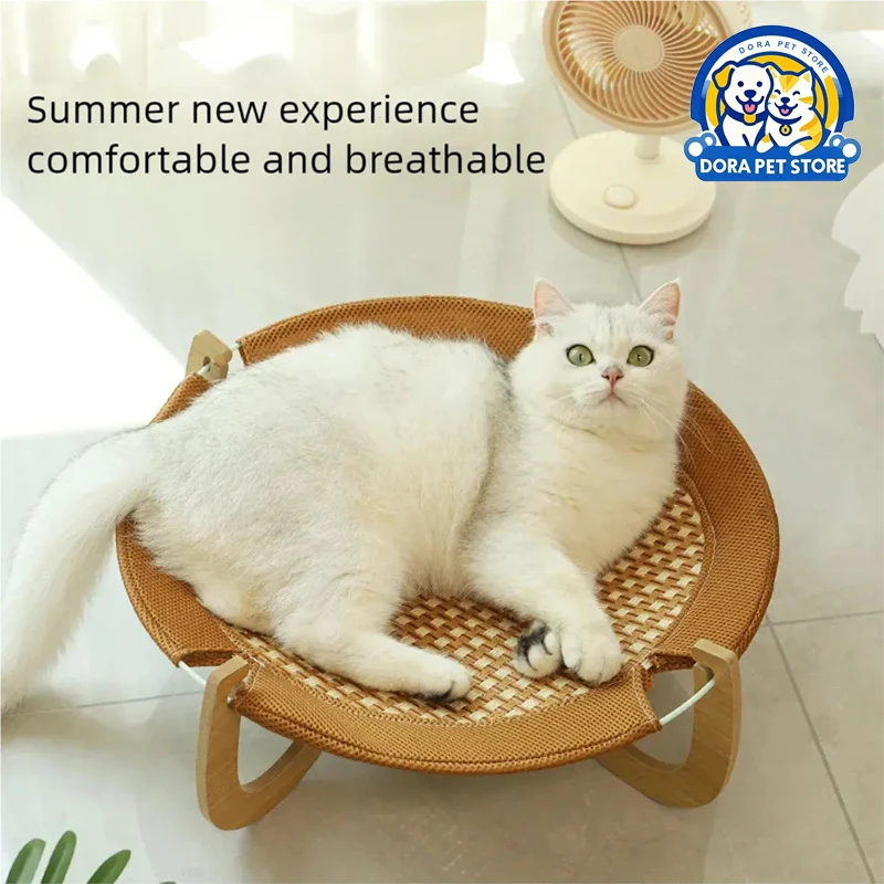 

Cat summer mat, rattan woven cat bed, detachable and washable hammock, sleeping pet supplies