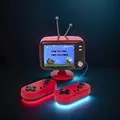 A two player game console with a retro mini TV design