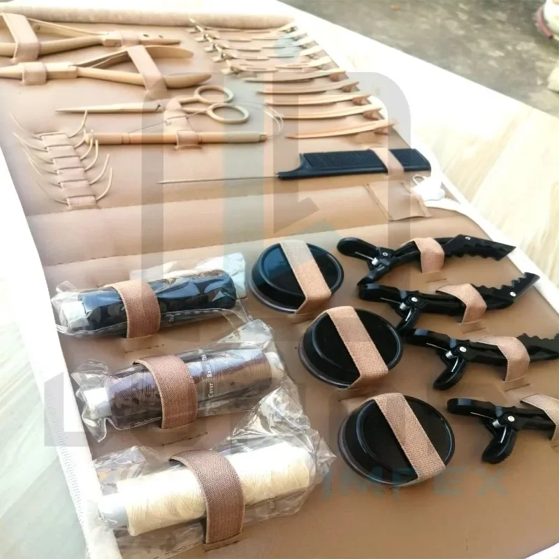 Latest Manufacturing Hair Extension Tools Kit With Customized Accessories In Tan Or Beige Color With Custom Logo Labeling / Hots