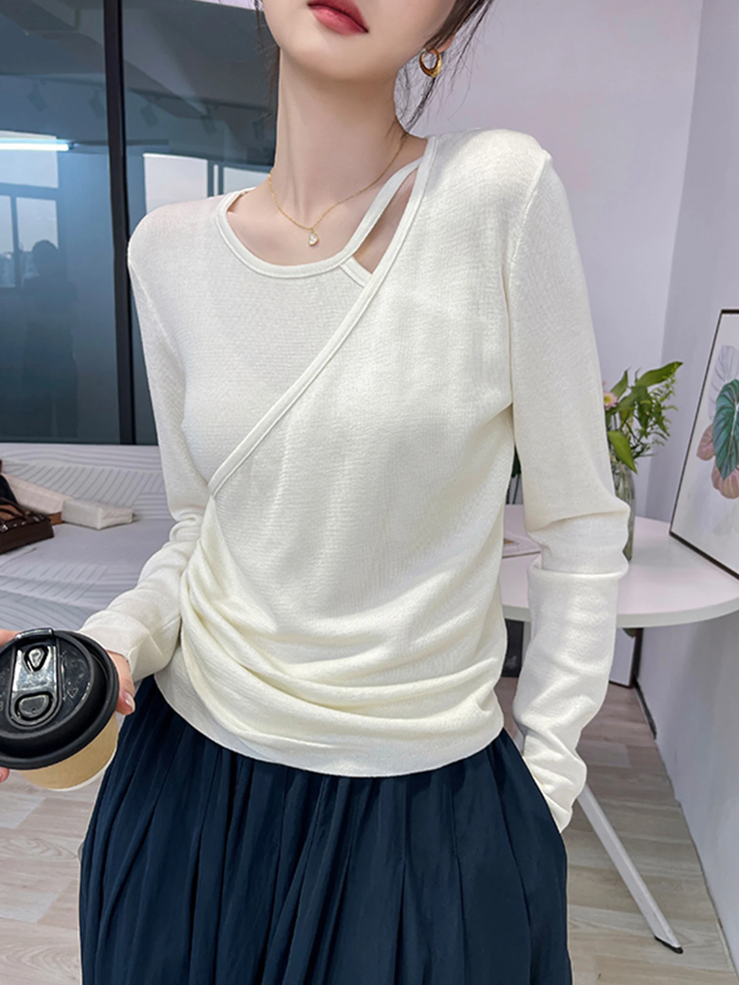 

Модный тонкий вязаный свитер Slim Fit с длинным рукавом для женщин, новинка ранней осени, европейский бренд класса люкс.