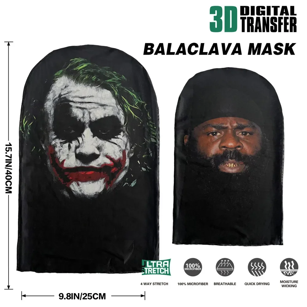 Máscara Kanye impressa em 3D para homens e mulheres, malha elástica, máscara facial completa, cosplay headwear, moda hip hop, chapéu de capuz balaclava, chapelaria, novo