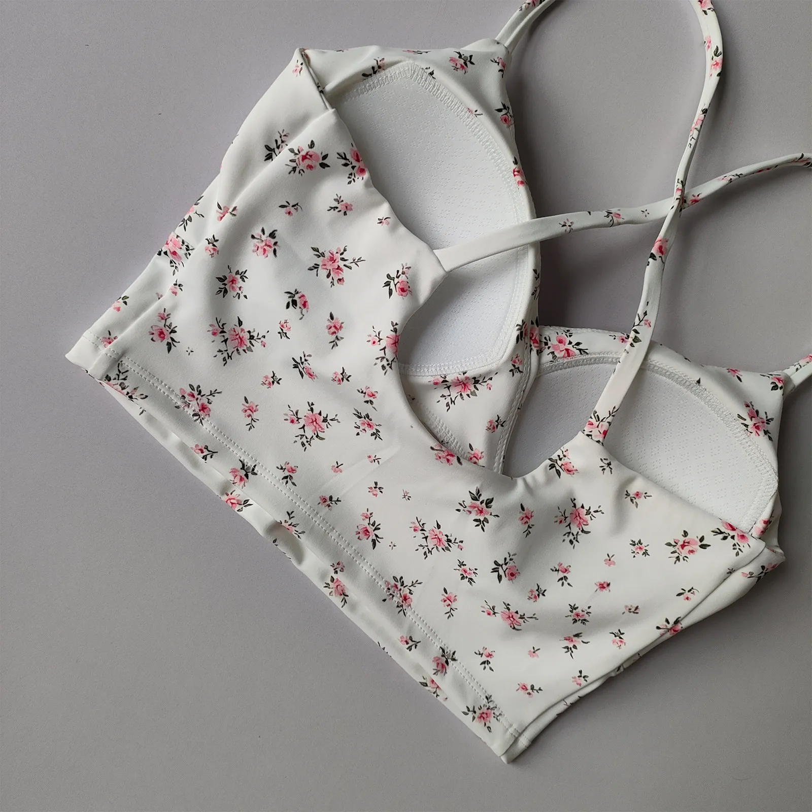 Kirschmuster-Yoga-Top für Damen mit Brustpolster, festem Cup, schönem Rücken, Sport-BH, Lauf- und Fitnesskleidung, Oberbekleidung, Trägertop – Detail 12