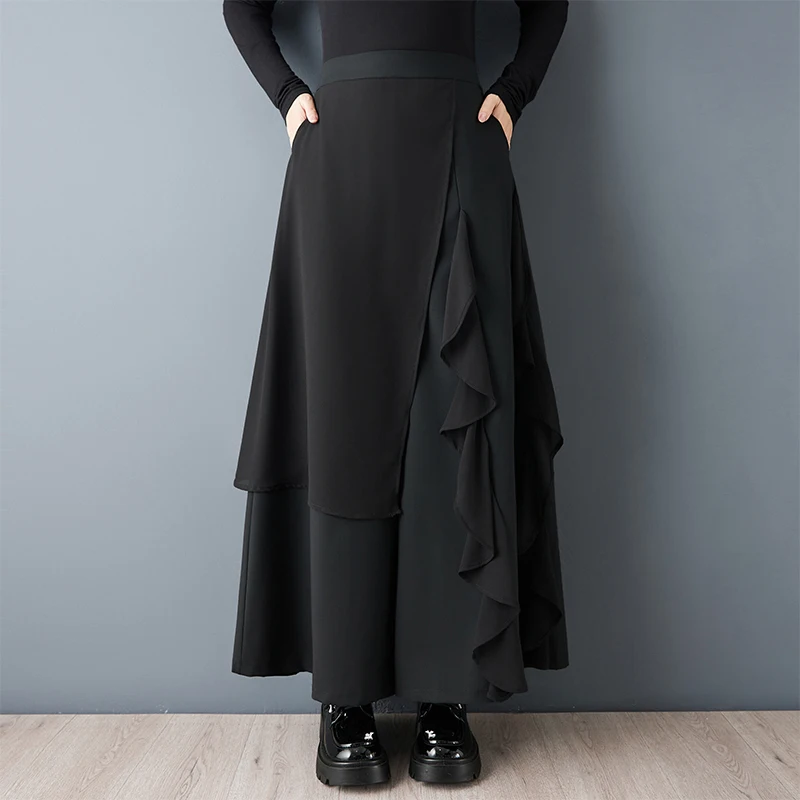 ファイオナブルなアシンメトリースプライシング9ピースパンツ 春夏新作 スリーハイウエストストレートレッグカジュアルパンツ レディース