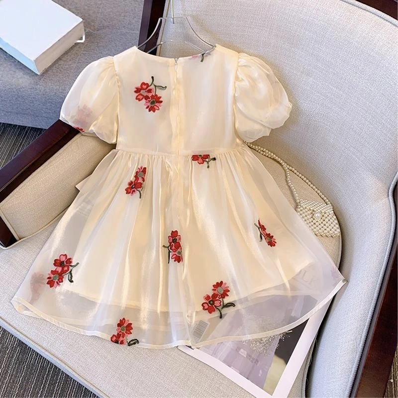 New Clothes Girls 3-8old Summer new princess 90-140 children kids baby bow kids clothes casual dress polyester students lovely