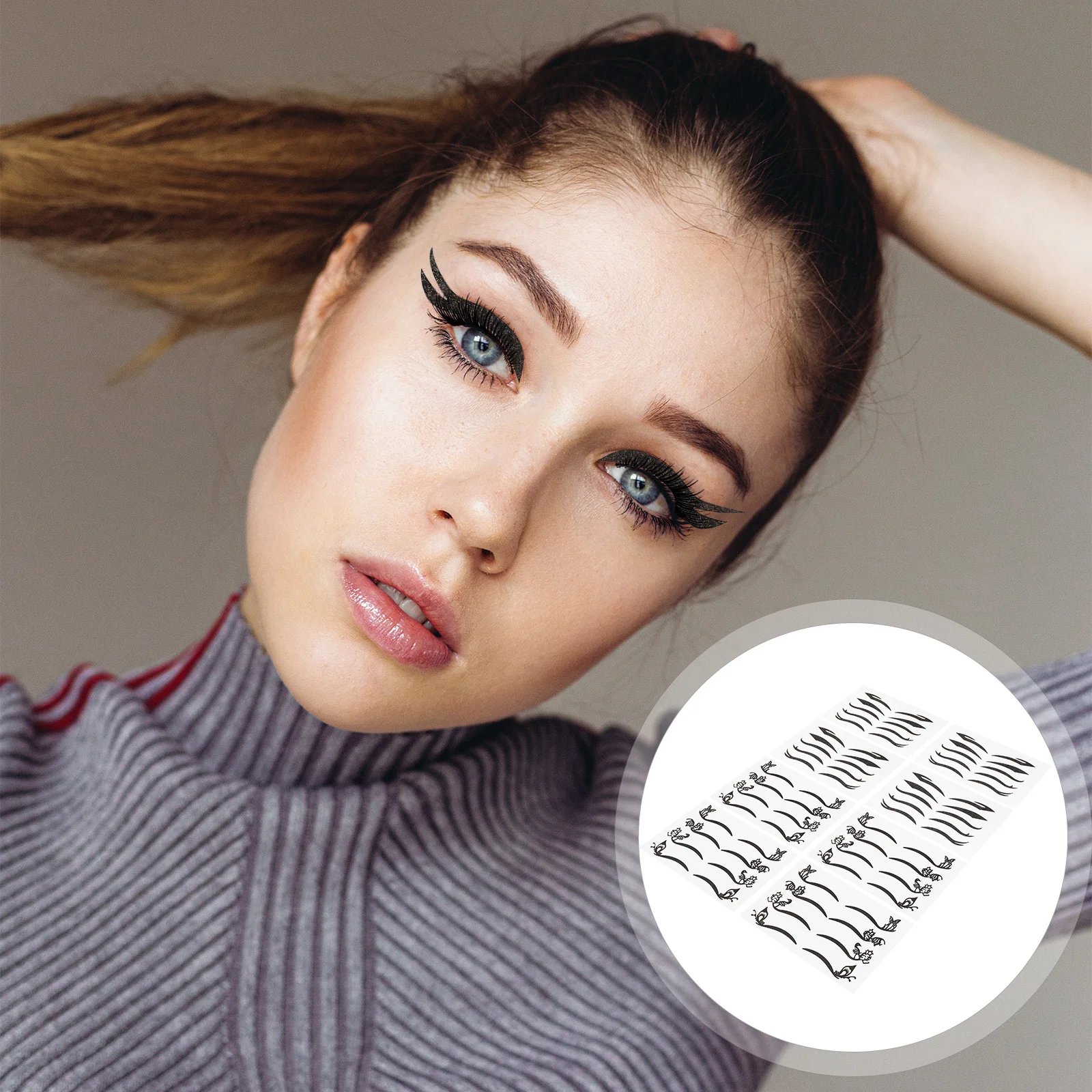 2 uds pegatinas delineador de ojos pegatina delineador de ojos reutilizable para un maquillaje de ojos perfecto calcomanías faciales ligeras de desgarro Cosplay de Halloween