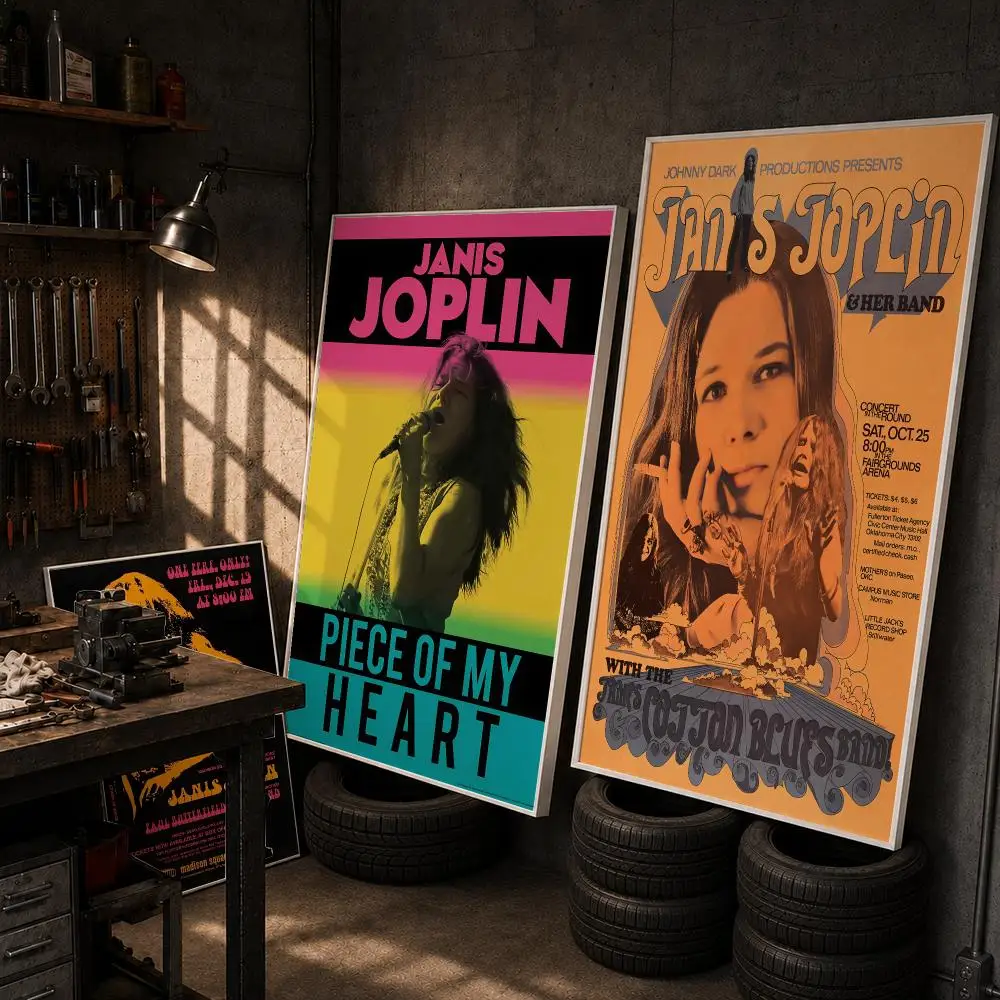 Singer J-Janis J-Joplin Poster Stickers HD Painting Self-Adhesive Art For Bedroom Living Room Home Decor Modern Wall Decals Gift