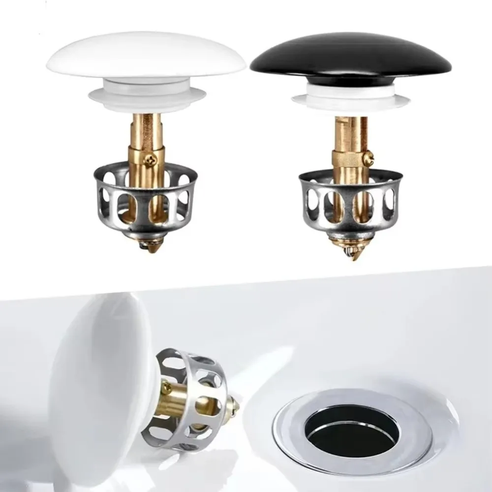 Black Ceramic Sink Drain Valve Multi-functional Bathroom Accessories Washbasin Drain Plug Spring-loaded