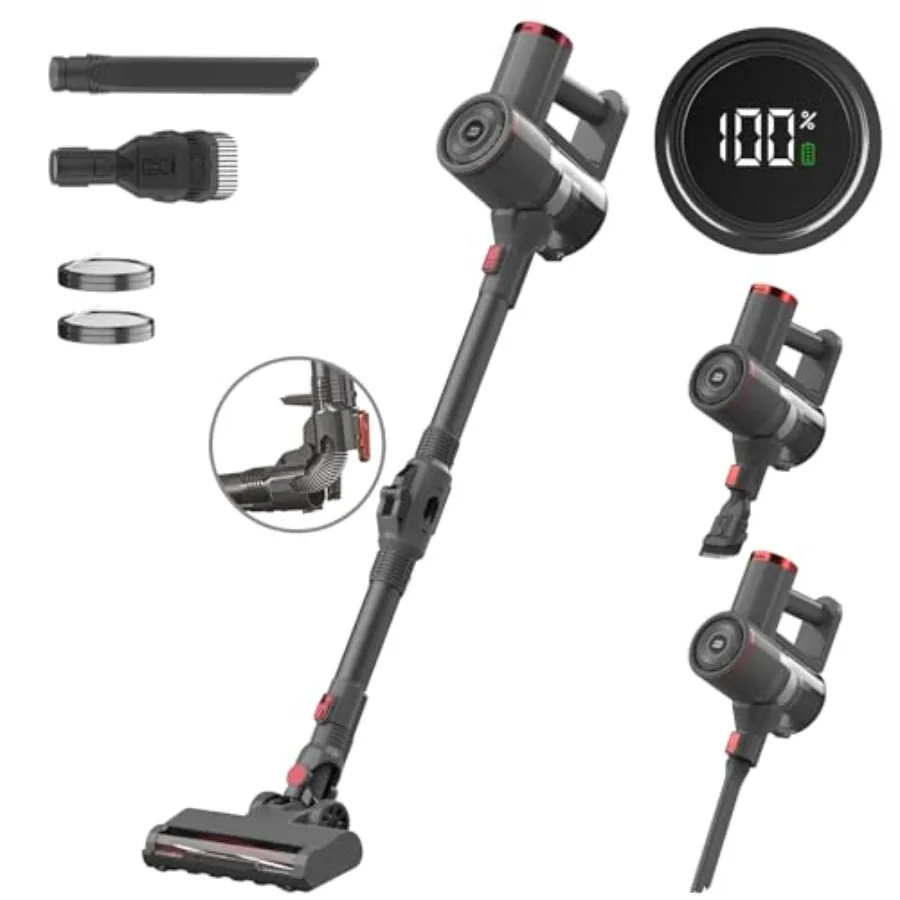

Cordless Vacuum Cleaner with Bendable Wand Lightweight Stick Vacuum for Home Hardwood Floor Carpet Pet Hair 6 in 1 Handheld Vac