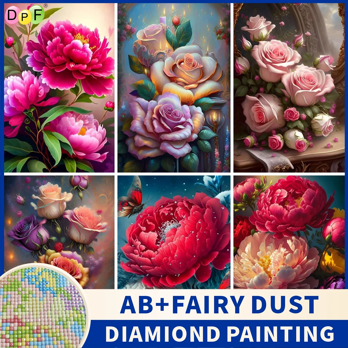 

DPF Fairy Dust AB Diy Полная квадратная круглая дрель 5D Алмазная картина Алмазная картина «Фантазийный цветок Дейал» Серия