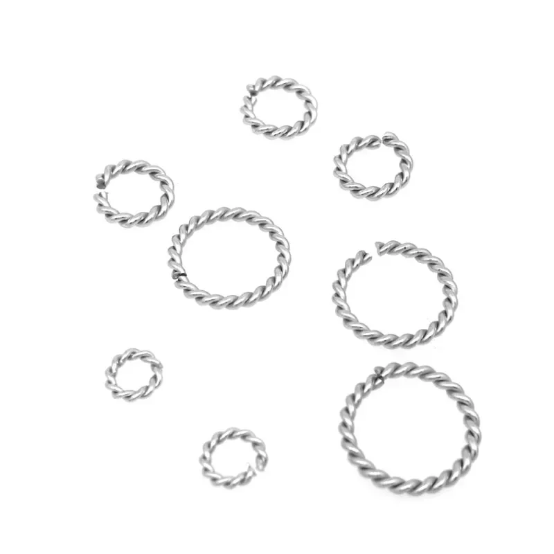 50pcs/lot spiral Stainless Steel Open Jump Rings 6/8/10/12/15mm Silver Tone Split Rings Connectors For Jewelry Findings Making