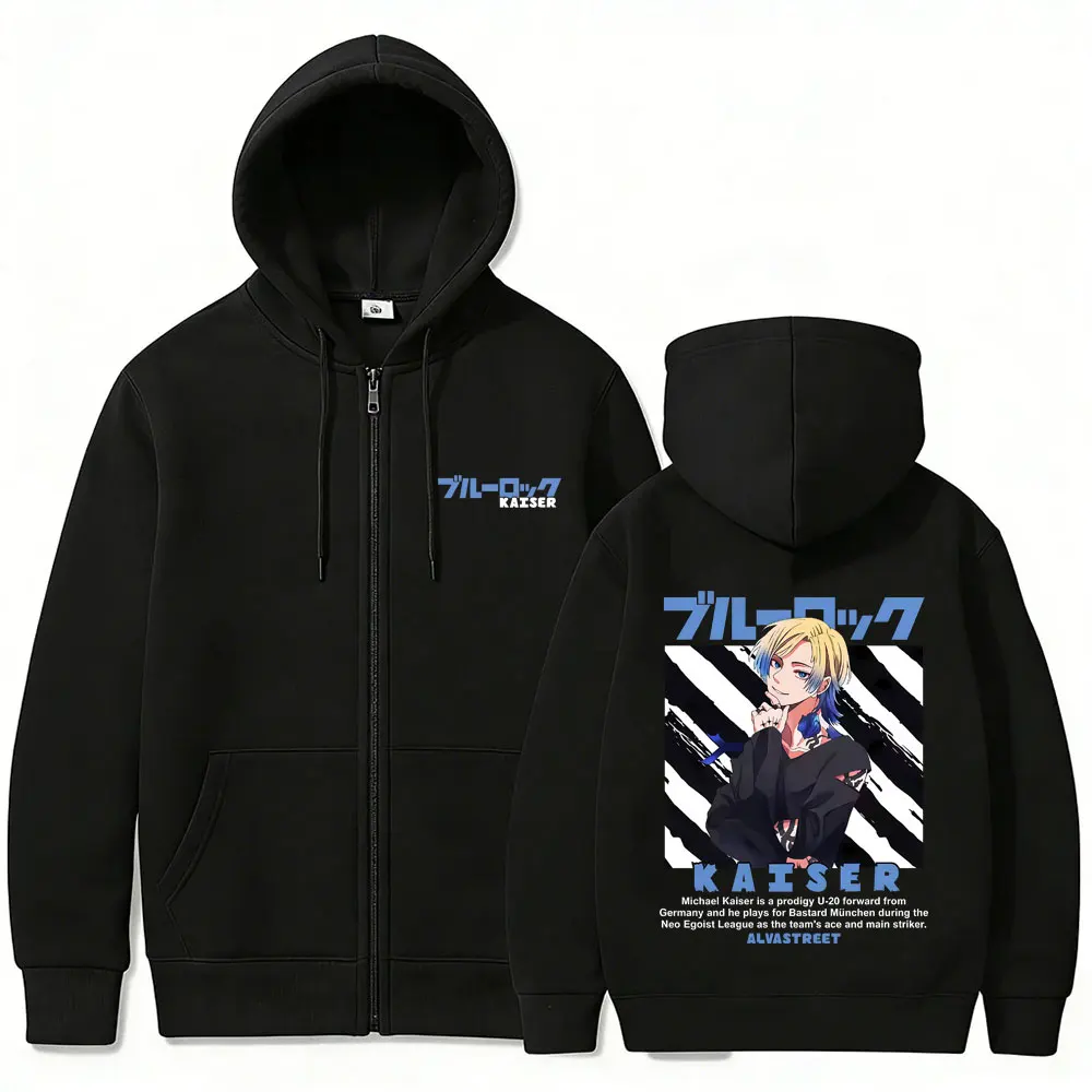 

Anime Blue Lock Michael Kaiser Graphic Zipper Hoodie Men Women Fashion Cartoon Hoodies Male Casual Cotton Vintage Zip Up Jacket