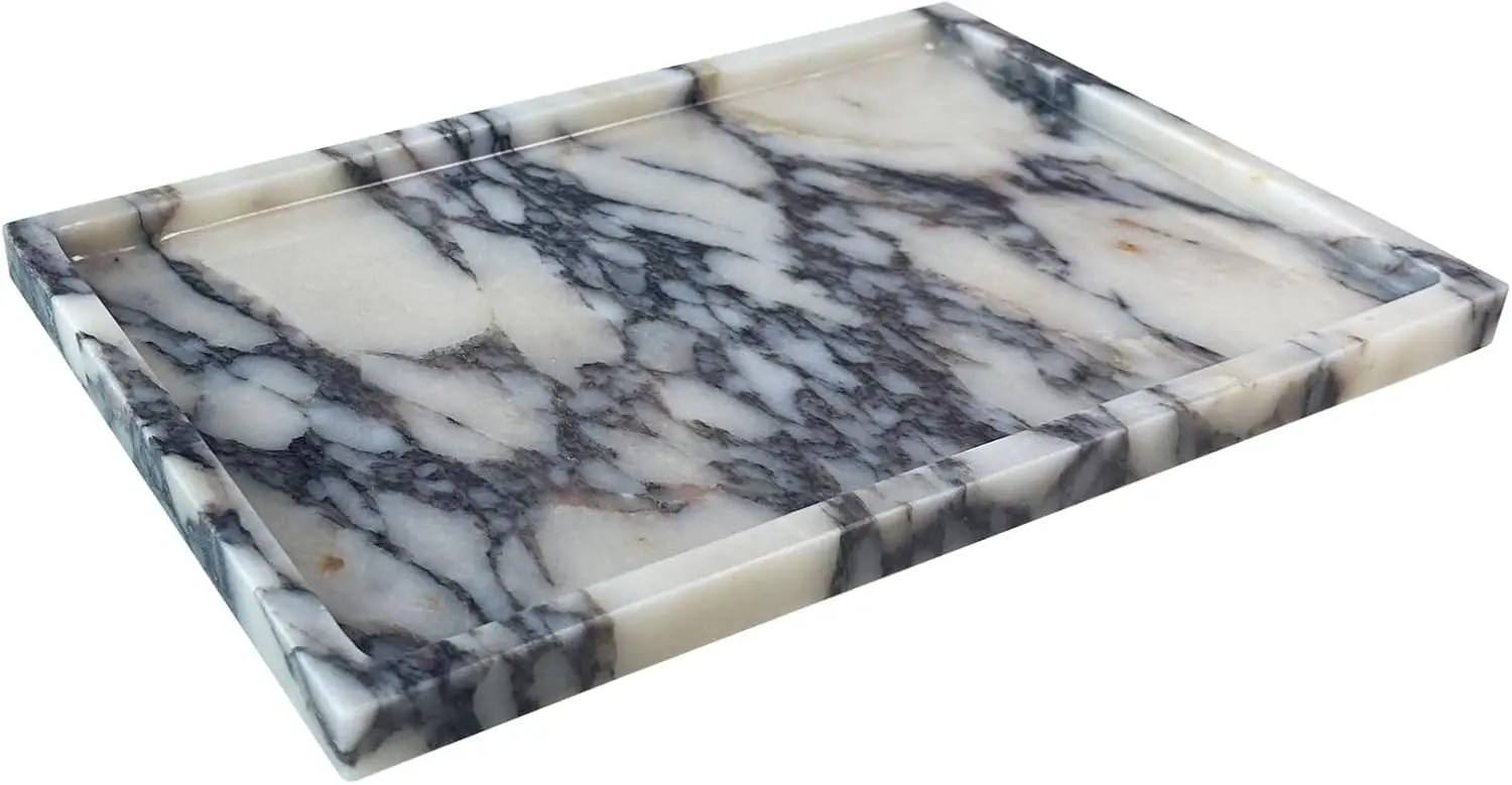 

Поднос из натурального мрамора Calacatta Viola для ванной и кухни, 12x8 дюймов