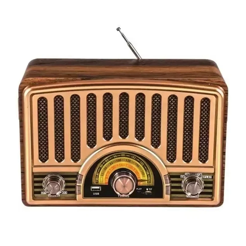 R-1928BT Retro Multi-Band Radio With MP3 Bluetooth Speaker, Rechargeable Battery, And Lamp Ideal For Home And Desktop B EU Plug