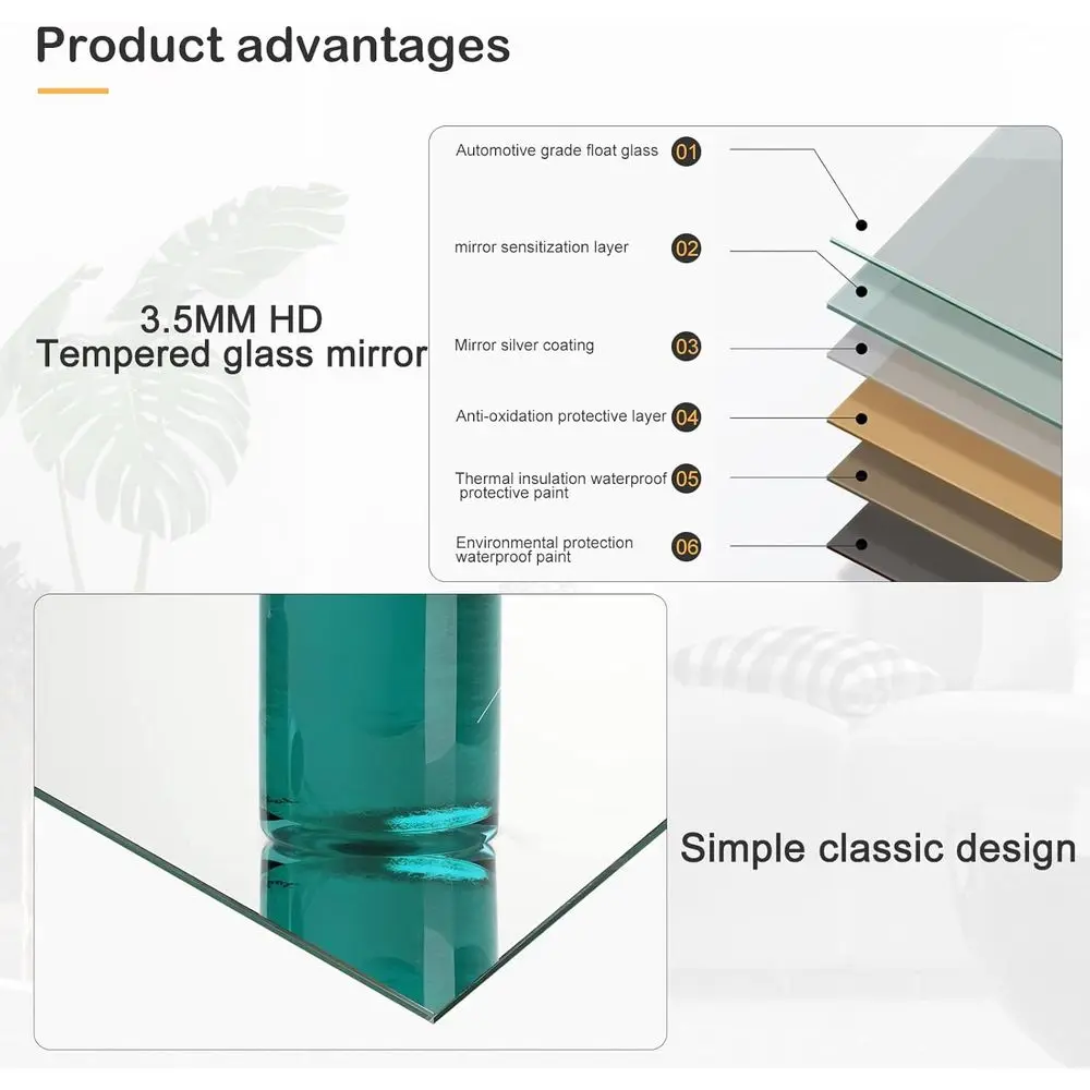 Wall-Mounted Frameless Mirrors, 48x24, Set of 3, for Home Gym, Yoga, and Dance Studios