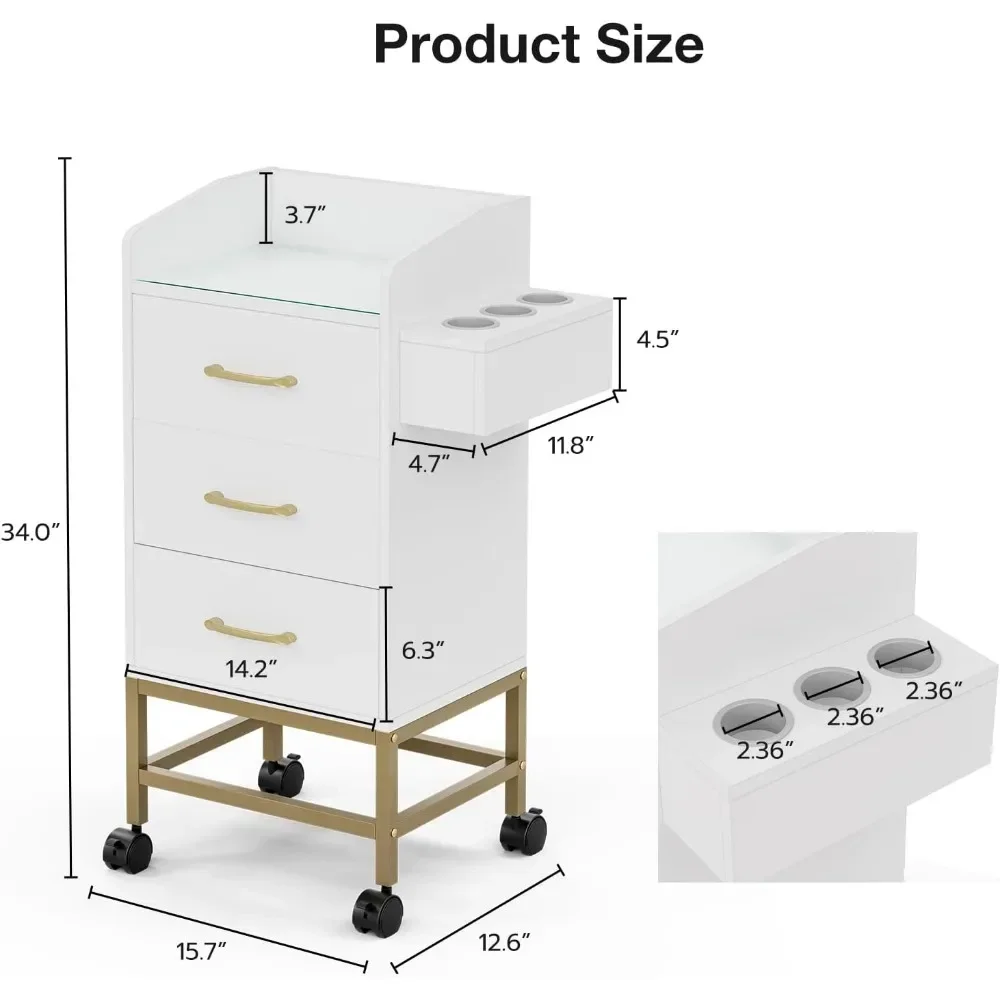 Salon trolley,Beauty Salon Storage Trolley Cart,Barber Salon Styling Station Cabinet,GlassTop Hair Stylist Station,Salon trolley