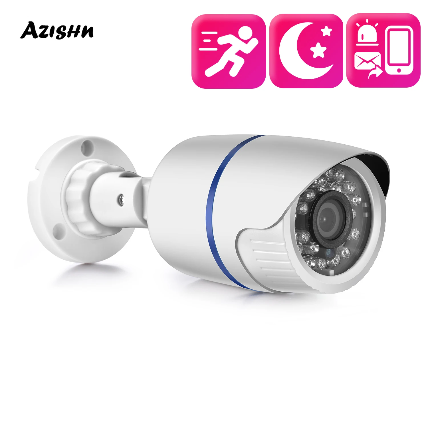 

AZISHN 8MP 4K 5MP IP Security Surveillance Camera POE Bullet Shape Waterproof Surveillance Security Camera