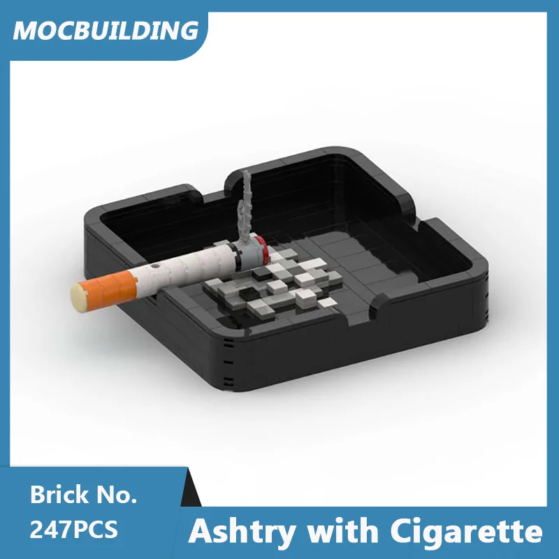 MOC Building Blocks Ashtry with Cigarette & Lighter Model Classic Assembled Bricks Creative Ornament Collection Display Toy Gift