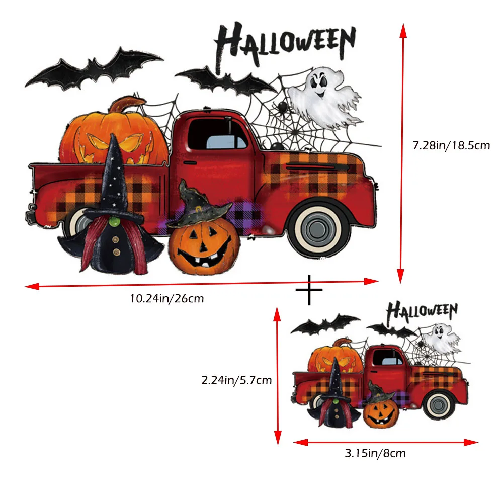 5Set Halloween Opstrijkpatronen Hoodies Zwart Geel Herfst Applicaties Elf Pompoen Ghost Patroon DIY Decals Warmteoverdracht Stickers