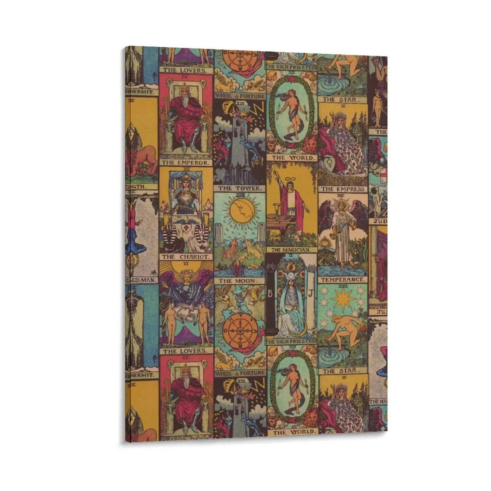 

The Major Arcana of Tarot Vintage Patchwork Canvas Painting cute room decor Decorative paintings Posters on the wall