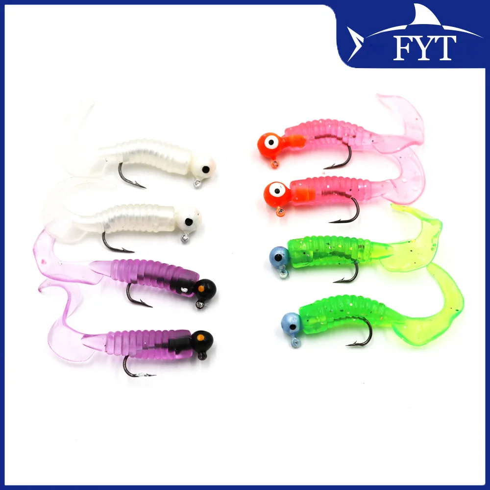 34Pcs/Set Soft Fish Lead Jigs Soft Fishing Lures Soft Baits Shads Silicone Fish Lure Set for Crappie Bass