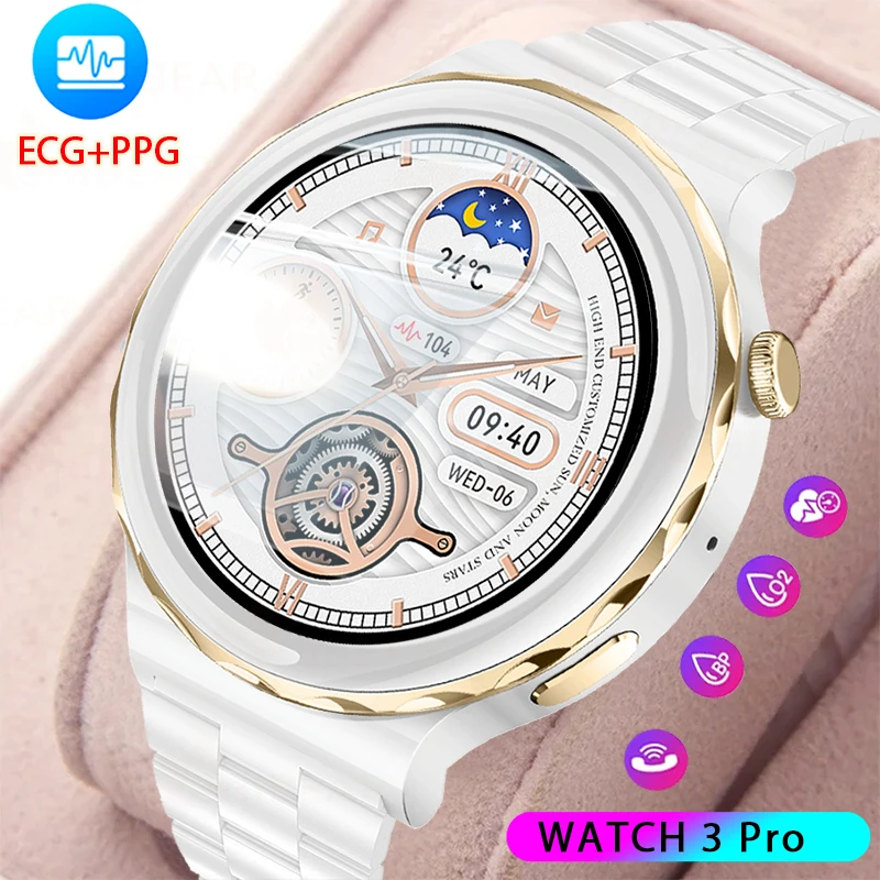 For HUAWEI GT3 Pro ECG+PPG Smart Watch Women GPS Sport Fitness Watch IP68 Waterproof AI Voice Bluetooth Call AMOLED Smart Watch