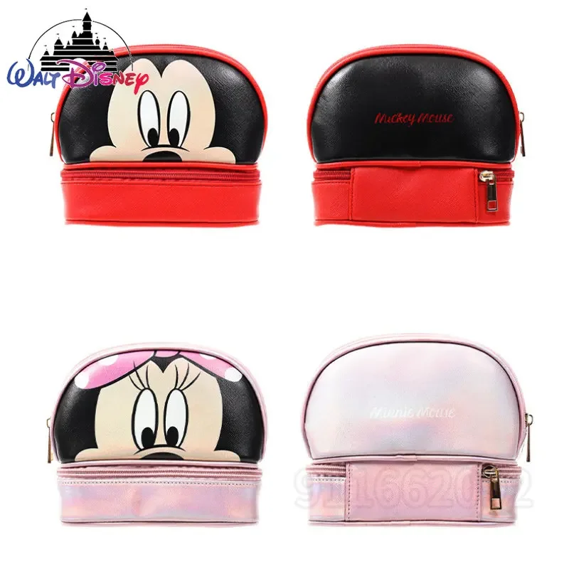 Disney tas kosmetik mewah wanita, kantung kosmetik berpergian merek mewah, kartun 3D Lucu multifungsi