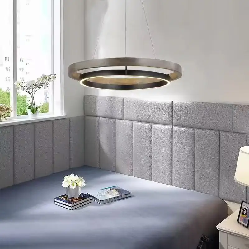 American minimalist creativity ring Wooden chandelier lustre Wooden Ceiling Suitable for Kitchen island With remote control