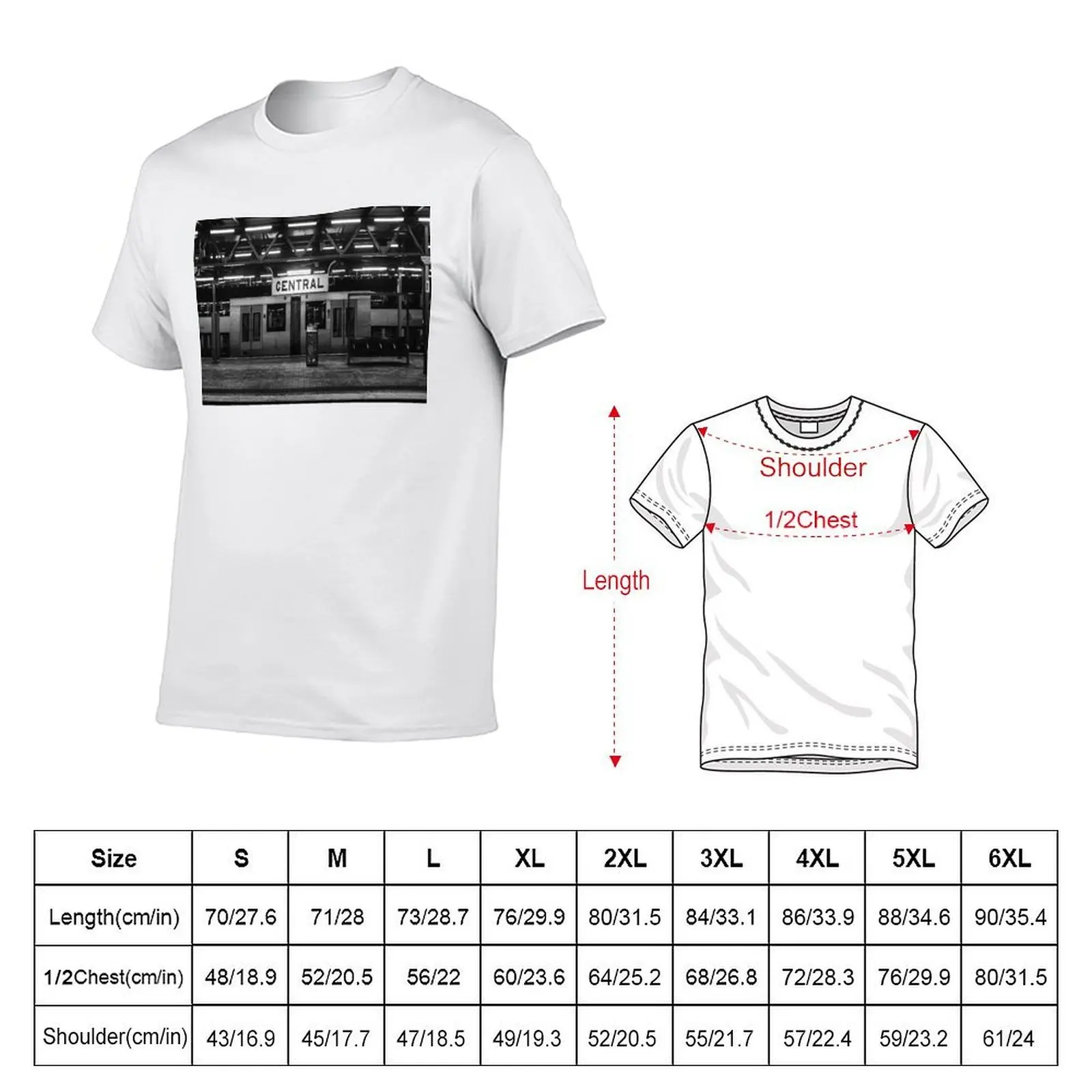 Central Station Sydney Monochrome T-Shirt men t shirt cotton 100% graphic t shirts for man T-shirt