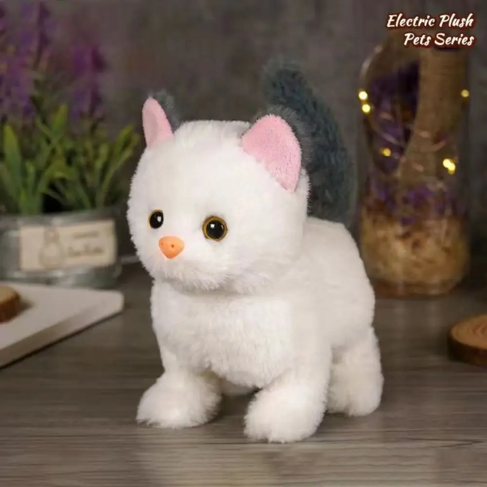Robô simulado gatinho balançando gatinho interativo brinquedo de pelúcia faz você feliz andando brinquedo de gato elétrico de pelúcia