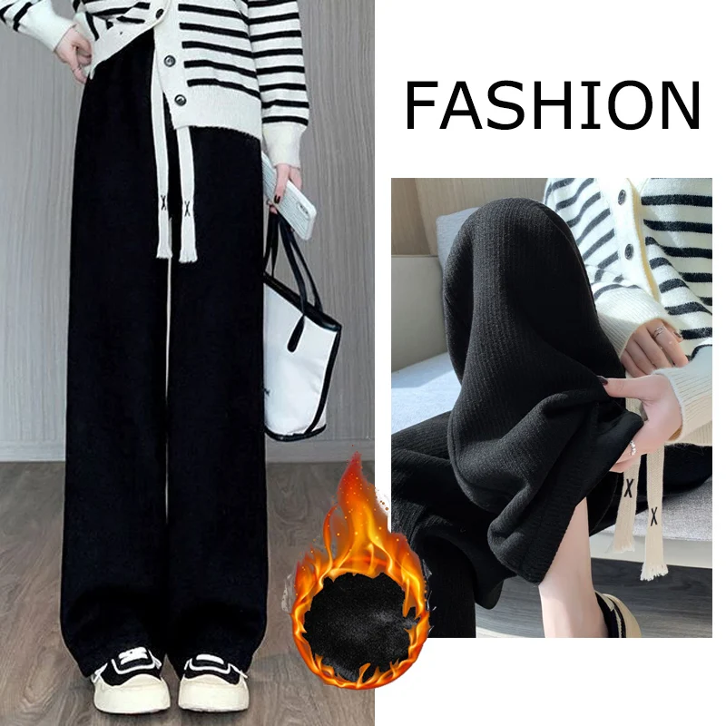 Winter Mädchen Schnee Warme Thermische Bein Hosen Weibliche Plüsch Hohe Taille Hose Dame Koreanische Klassische Fleece Thermische Hosen