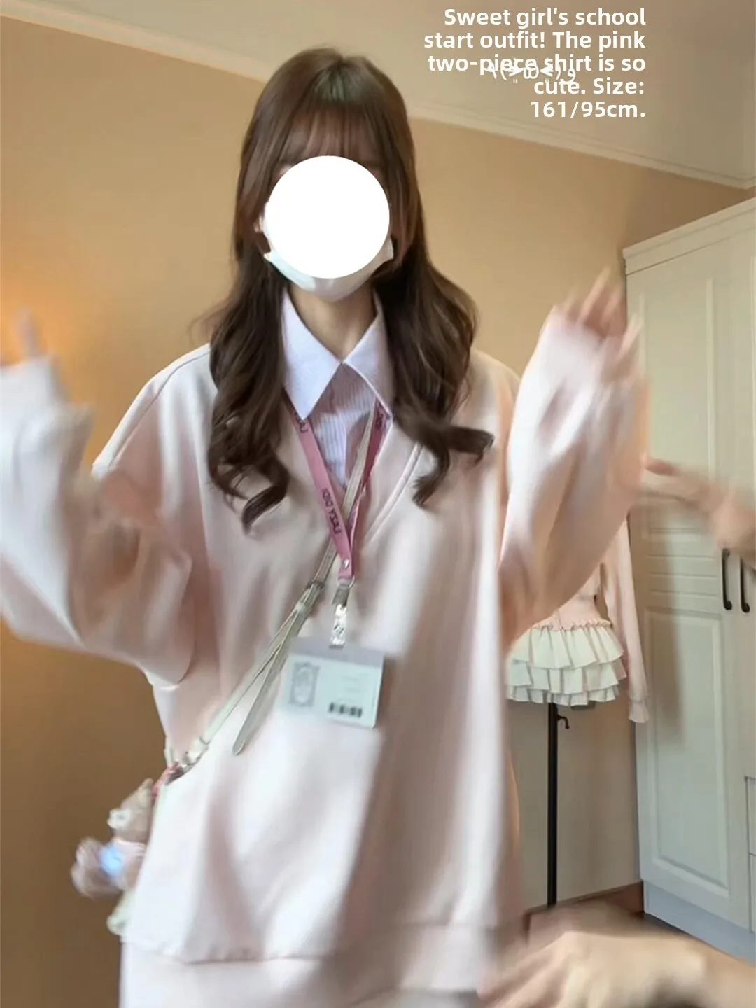 

Корейский студенческий розовый свитшот с длинным рукавом для женщин, повседневный топ свободного кроя для весны и осени, цветной