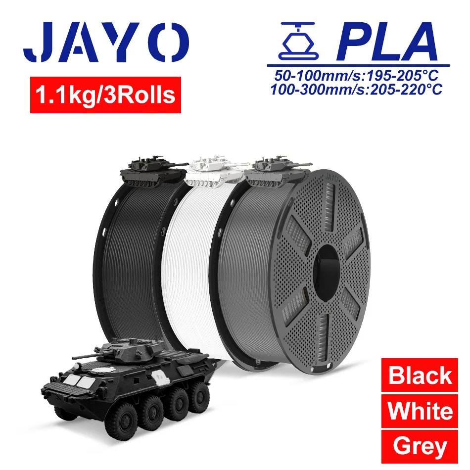 JAYO PLA + / TPU / SILK / PLA Filament 5 Rollen/Set 3D-Drucker-Filament Robustes 3D-Druckmaterial für FDM Ohne Verheddern